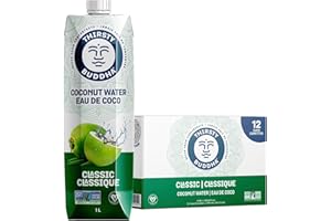 THIRSTY BUDDHA Classic Coconut Water, Naturally Hydrating, Electrolytes & Nutrients-Rich Sports Drink, No Added Sugar, 12 Pac