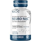 Nutri Neuro NAC 375mg Extra Strength w/ 1800mg Glycine - NACET - 60 Caps | GlyNAC Supplement - 20x More Bioavailable - N-Acetyl Cysteine Ethyl Ester - Boost Glutathione 10x More - 3rd Party Tested