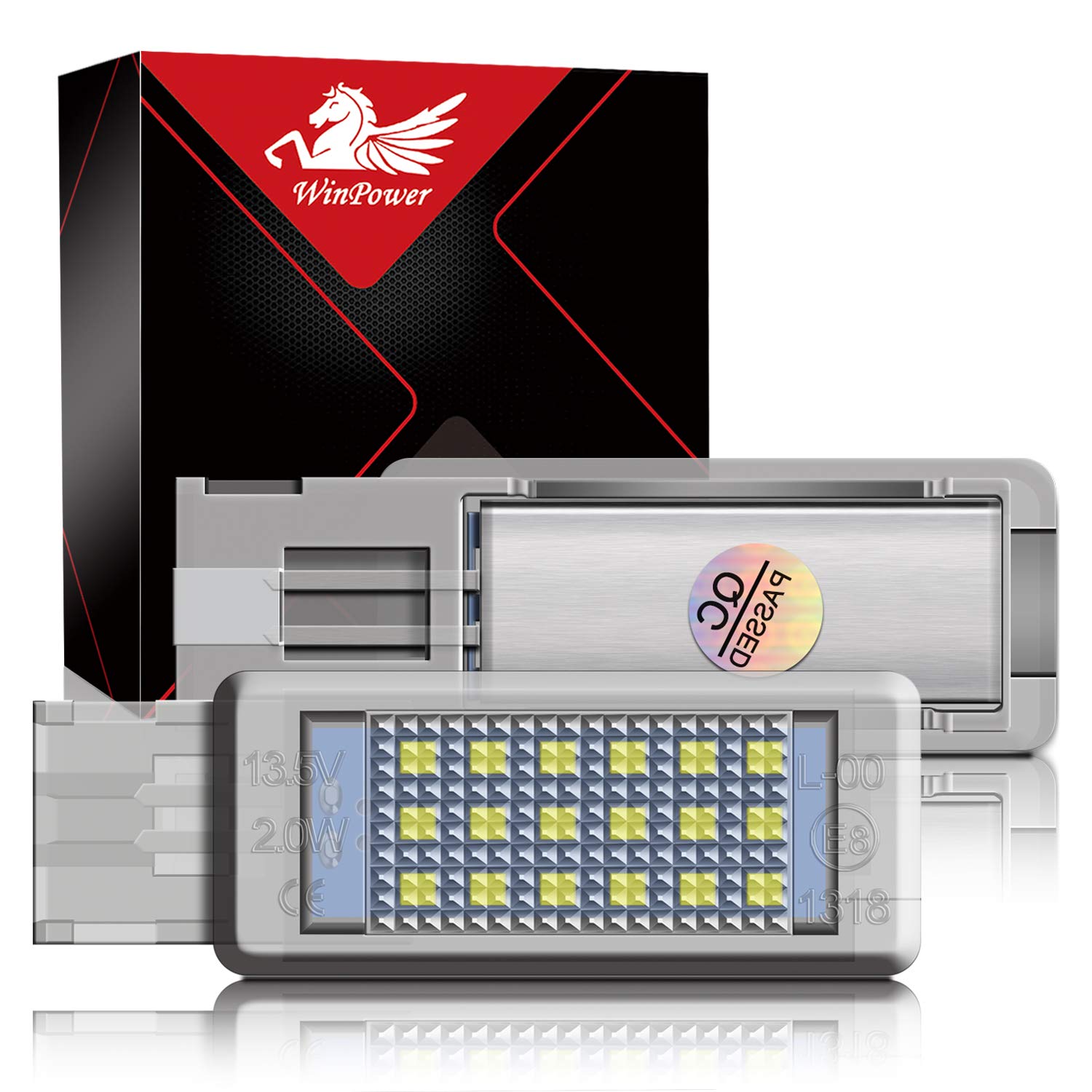 WinPower LED Footwell Light Under Door Lights Luggage Lamp Glovebox Bulb Trunk Lights 6000K White Compatible with Passat B6/B7/B8 Golf 5/6/7/plus A3/S3 8L A4/S4 B5 RS4 A4 B9 Superb Rapid etc., 2 Pcs