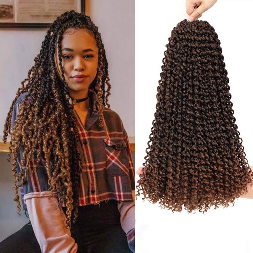 Blissource Passion Twist Hair 7packs 18inch Water Wave Crochet Hair Long Bohemian Braiding Extensions Synthetic Braids Passion Twist(18inch, T30)