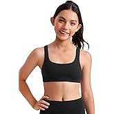CRZ YOGA Girls Butterluxe U Back Sports Bra - Yoga Athletic Casual Tops Scoop Neck Padded Crop Kids Teen
