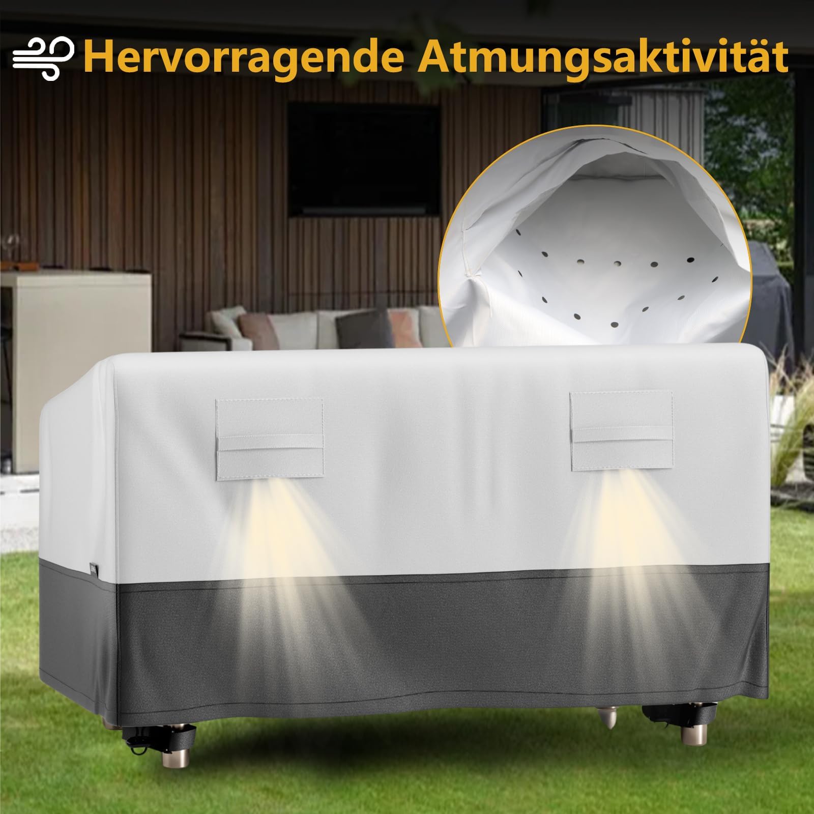 EVRBUL Gartenbank Abdeckung für 2 Sitzer 420D Outdoor-Sofacover mit Luftdüsen 147cm x 82cm x 79cm (58" × 32" × 31") 4