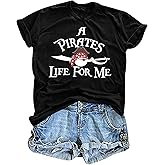Cruise Shirts Pirate Costume Women a Pirate Life for Me Graphic Tee Family Cruise Shirt Causal Short Sleeve Tops