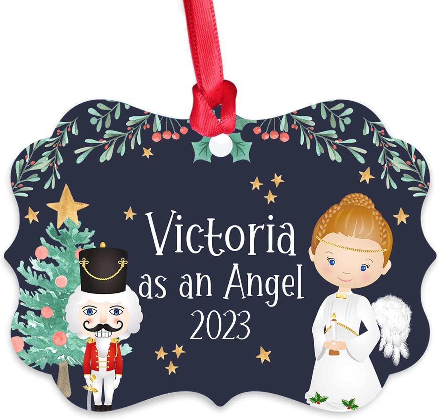 Nutcrackers - LiBé Personalized Nutcracker Aluminum Ornament - Custom Kid's Name Nutcracker Ballet Ornament, Cute Nutcracker Christmas Decorations (2)