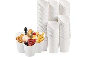 100 Pack Disposable Charcuterie Cups, 14 oz White French Fries Cup Paper Appetizer Cups French Fry Holder Popcorn Container f