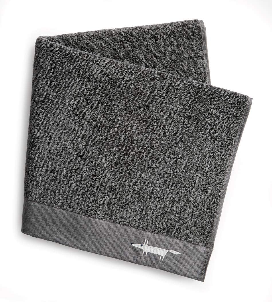 Scion Mr Fox Embroidered Towel, Hand, Graphite