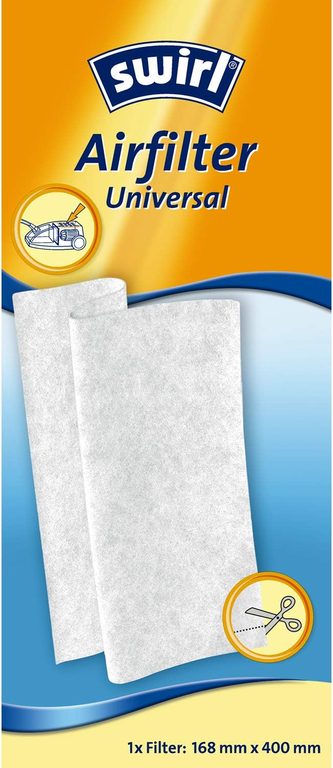 Swirl Airfilter Universal (für Staubsauger, Zuschneidbarer Filter für saubere Staubsaugerabluft, Geeignet z.B. für AEG, Philips, Kärcher, Miele, Siemens, Rowenta, Samsung, Bosch)