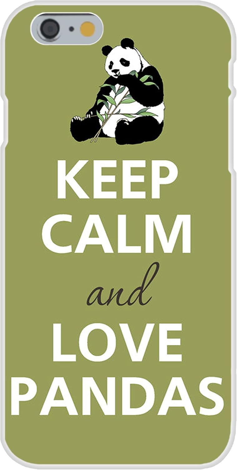 Apple iPhone 6+ (Plus) Custom Case White Plastic Snap On - Keep Calm and Love Pandas Bear Eating