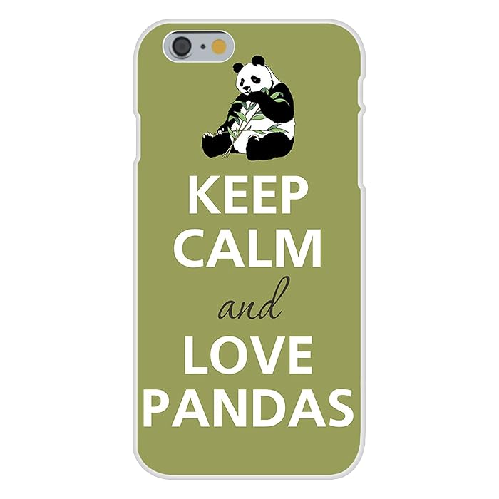 Apple iPhone 6 Custom Case White Plastic Snap On - Keep Calm and Love Pandas Bear Eating