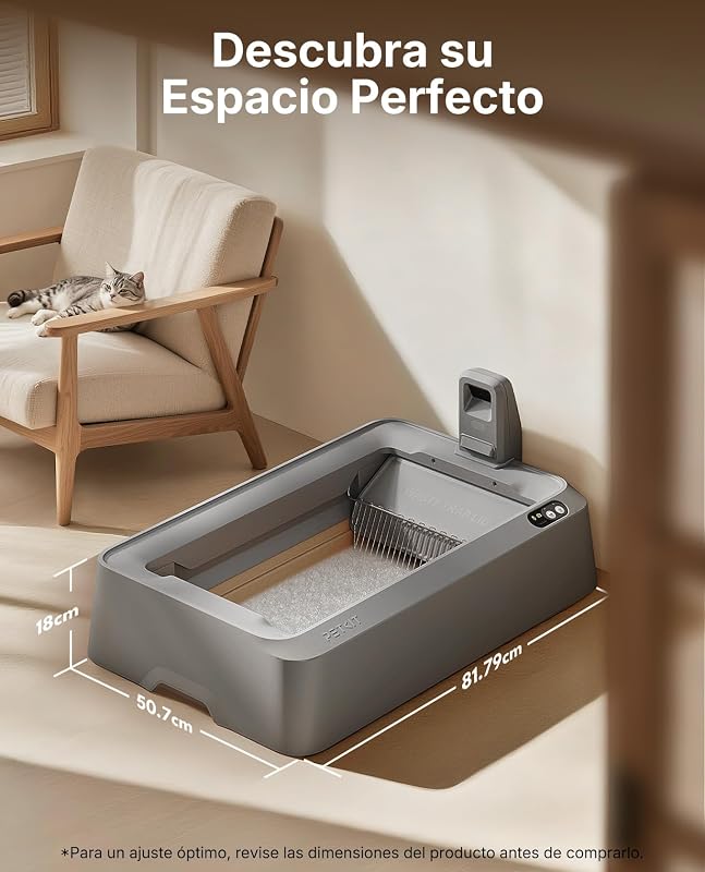 PUROBOT Crystal Duo Arenero Gatos Autolimpiable, Cámara AI, Arenero Autolimpiable para Gatos, Limpieza Bidireccional, Bandeja Reemplazable, Seguimiento Sanitario, Eliminación de Olores, Gris