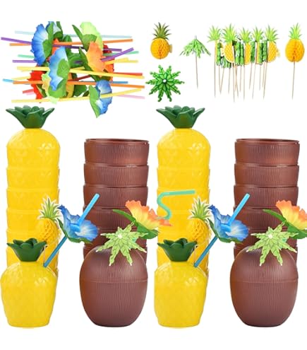 Amazon.com | Haundry 12 Coconut Cups with 12 Straws and 12 Cocktail Drink  Picks, Hawaiian Luau Tiki and Beach Party Decorations for Kids and Adults:  Cocktail Picks