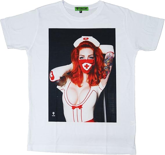 Amazon Co Jp Tシャツ プリント 外人 女性 コスプレ ナース タトゥー おしゃれ Gibgae T7704 並行輸入品 服 ファッション小物