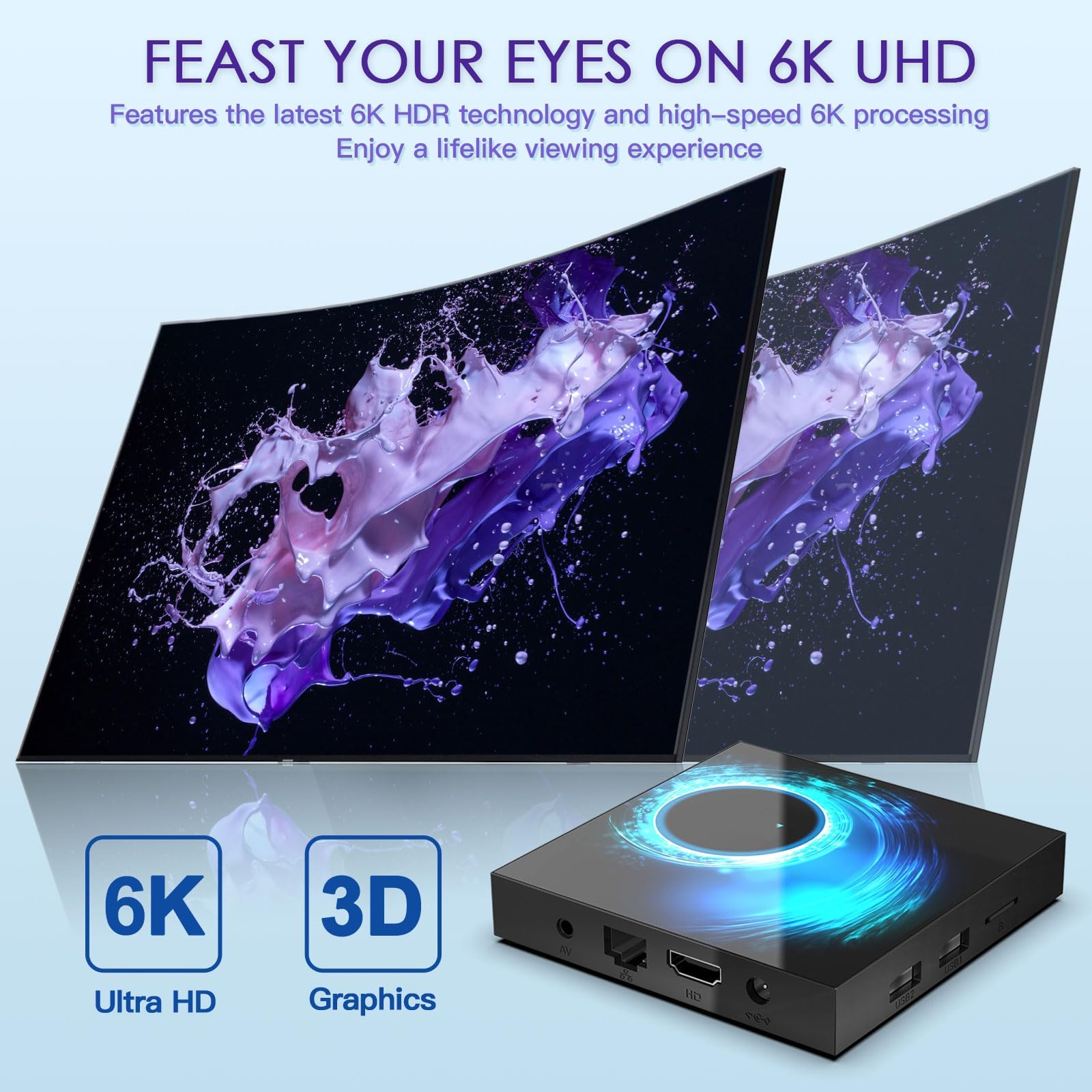 EASYTONE Android TV Box 2025, Android 10.0 TV Box 2GB RAM 16GB ROM Allwinner H616 Quad-Core CPU 4K 6K Support 2.4G+5G Dual WiFi Ethernet 100M Bluetooth H.265 Decoding Smart Box for TV