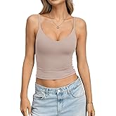 EasyGala Womens Double Lined Camisole Crop Tops Sexy V Neck Spaghetti Straps Tank Tops Fitted Y2K Summer Going Out Shirt