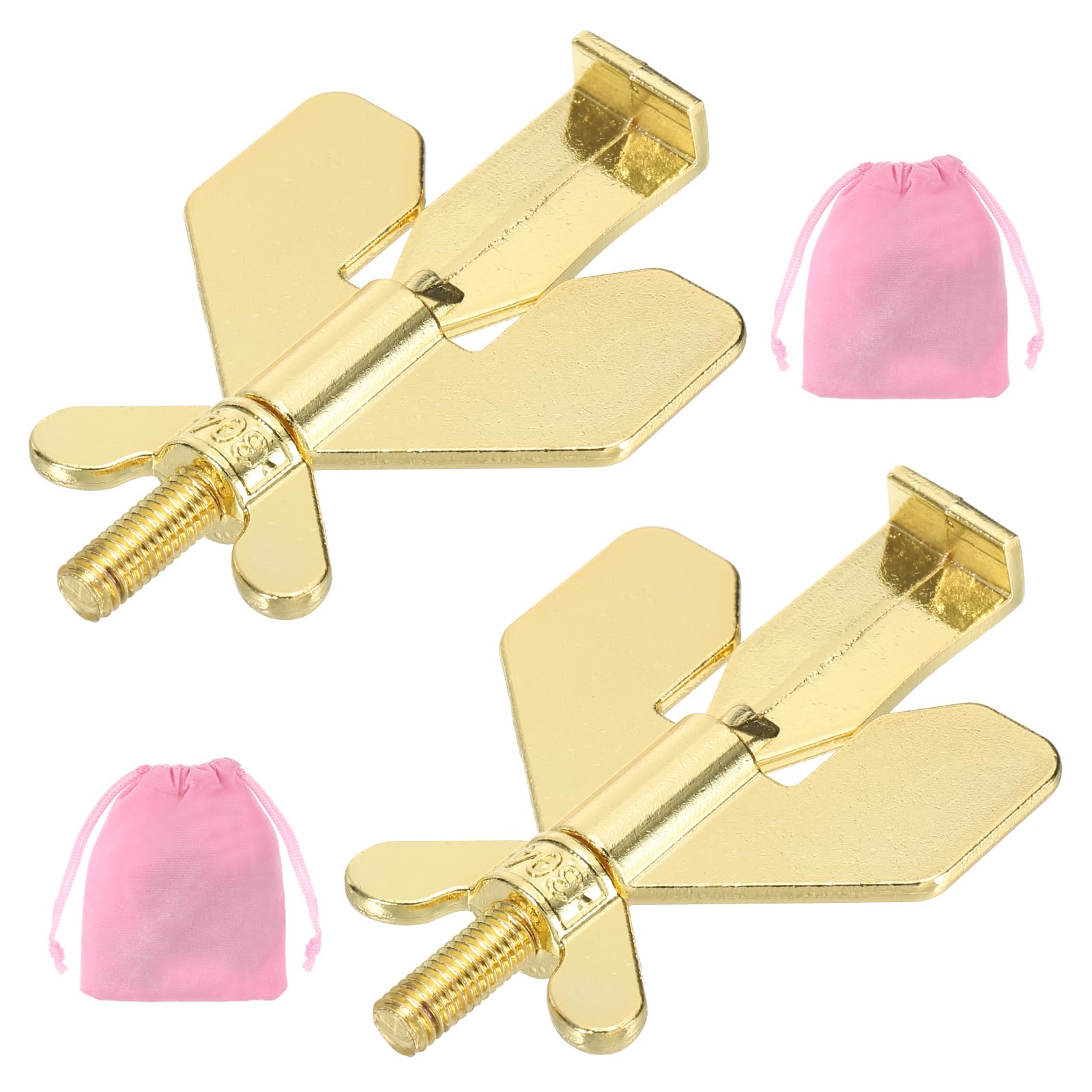 PATIKIL Portable Security Door Lock 3.15x1.97inch, 2 Pack Adjustable Hotel Door Lock Devices with Storage Bag for Enhanced Safety Travel Hotel Home, Gold