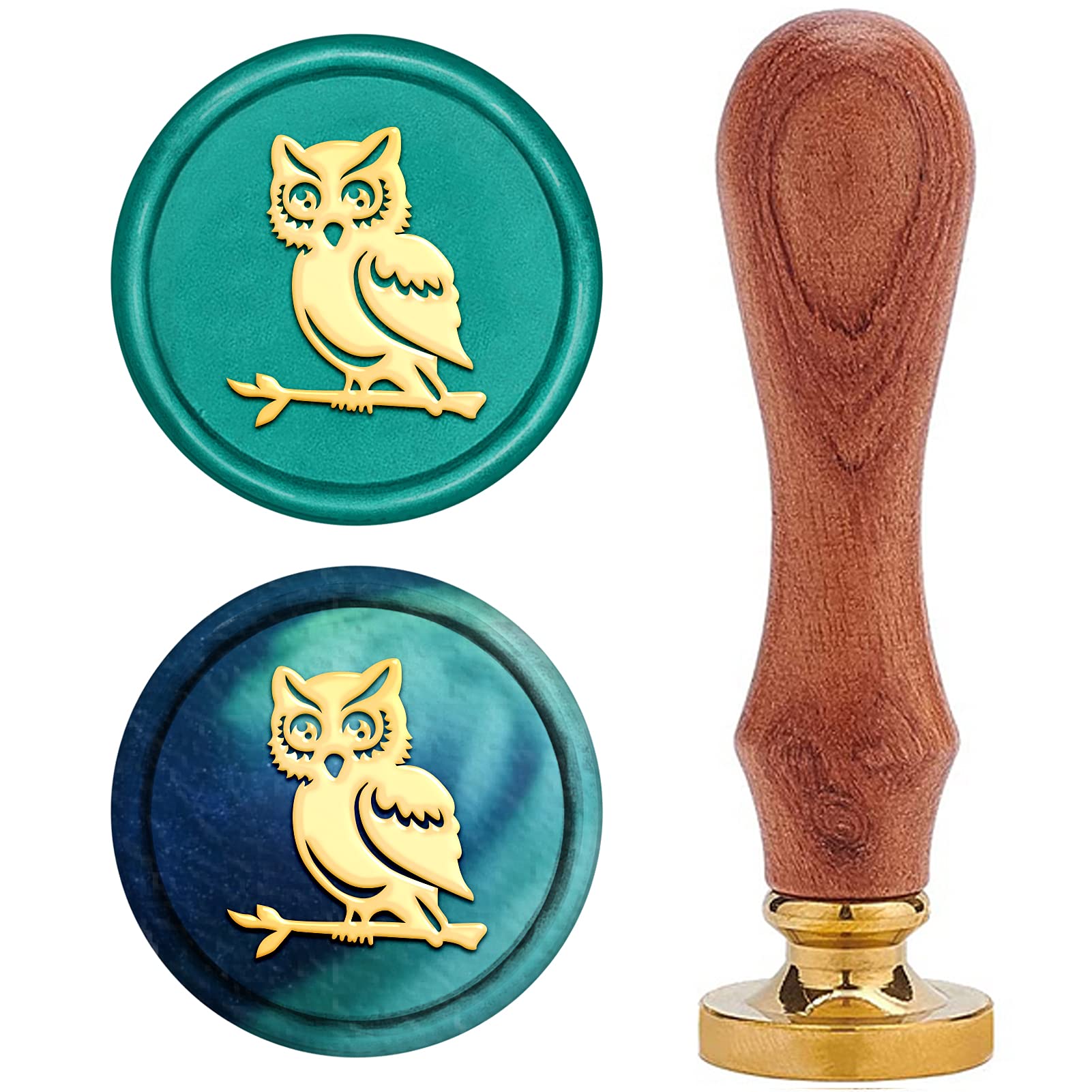 CRASPIRE Wax Seal Stamp, Vintage Wax Sealing Stamps Owl Retro Wood Stamp Removable Brass Head 25mm for Wedding Envelopes Invitations Embellishment Bottle Decoration Gift Packing