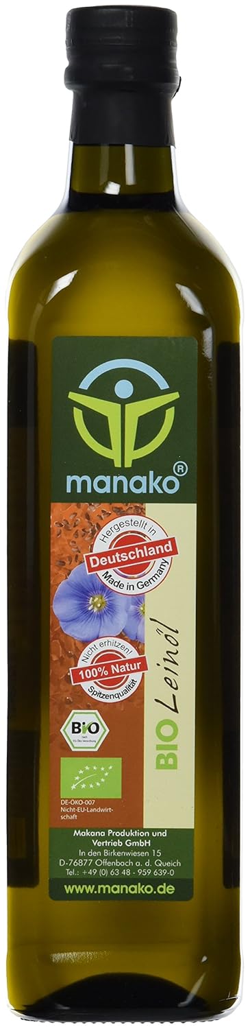 manako BIO Leinöl human, kaltgepresst, 100% rein, 750 ml