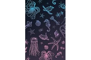 Sea Life Animals #2: pink blue ocean pattern with octopus, sea horse, sea turtle and jellyfish - notebook journal to write in 6x9 150 lined pages
