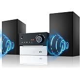 Bluetooth Stereo System for Home,CD Player with 2x15W Speakers,USB, AUX | Deliver Rich Bass &amp; Clear Highs, Supports CD ,USB, MP3, Bluetooth, Compact Design, Remote Included (no FM Radio)