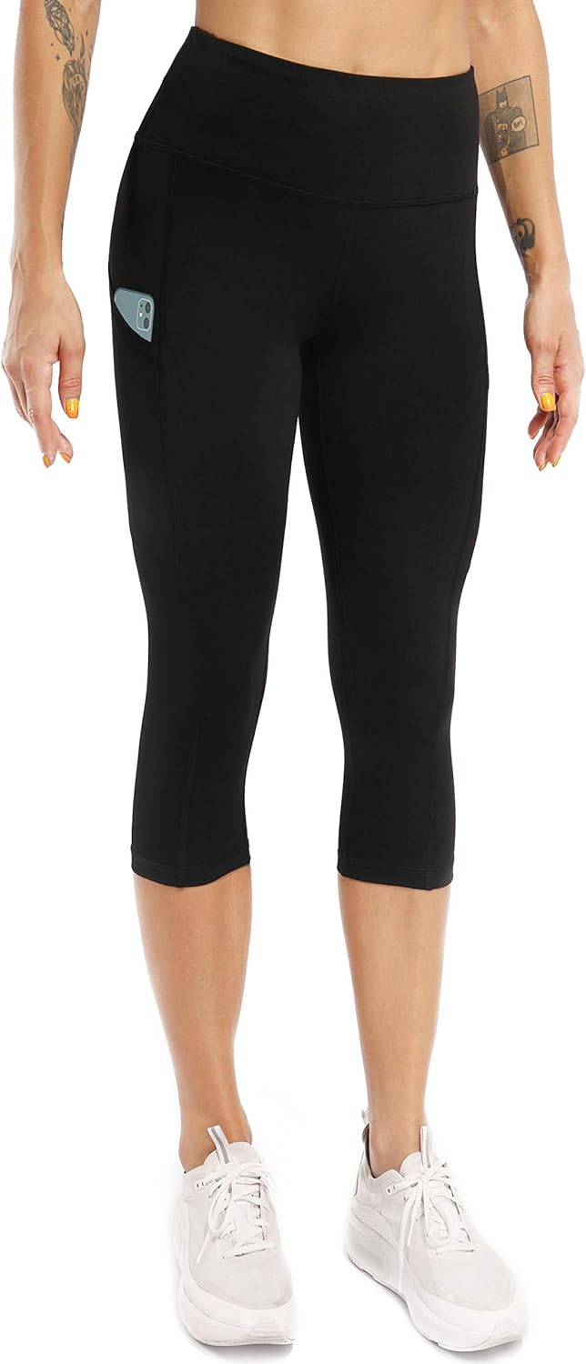 Sweetaluna Workout Leggings for Women with Pockets Capris,High Waist Training Yoga Pants Running Tights: Clothing