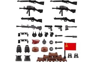 HIMIRICH Military Weapons Pack 33 Pcs Soviet Accessories Kits Toys, Army Equipment Gear WW2 Guns for Boys 6+, Compatible with Mini Figure of Major Brand