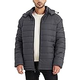 BEST SOUTH Men's Winter Puffer Jacket Hooded Puffy Fleece Warm Lightweight Coat Outerwear Cold Weather