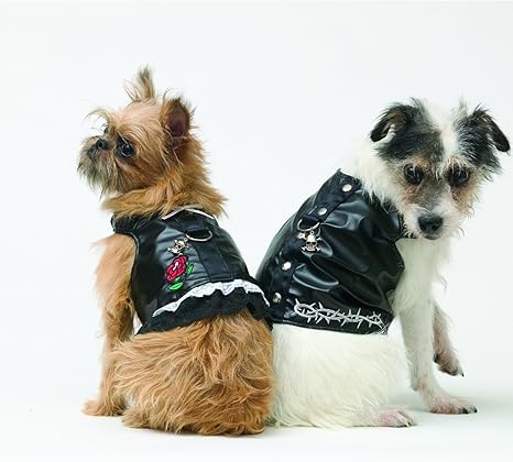 dog leather biker vest