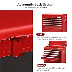 Goplus Tool Chest, 3-in-1 Rolling 6 Drawers Tool