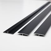 Gaahing Aluminum T Molding Floor Transition Strip, T Moulding for Laminate Flooring Planks, Vinyl Floor Transition, Rubber Transition (3Pcs x 2.9ft x 1.6in, Matte Black)