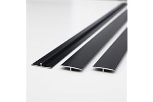 Gaahing Aluminum T Molding Floor Transition Strip, T Moulding for Laminate Flooring Planks, Vinyl Floor Transition, Rubber Transition (3Pcs x 2.9ft x 1.6in, Matte Black)