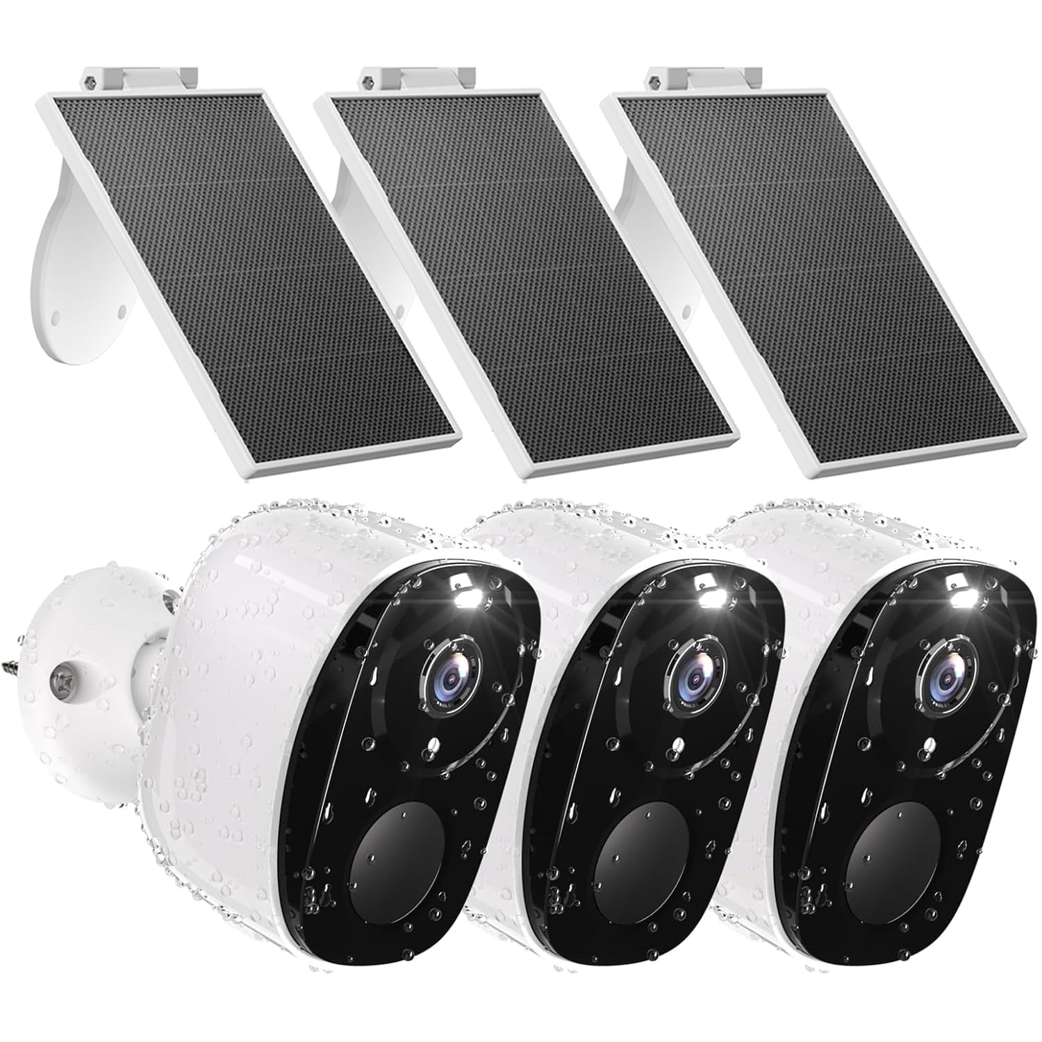 Photo 1 of Rraycom 3pc Solar Security Cameras Wireless Outdoor, 2K Battery Powered Security Cameras, WiFi Security Cameras for Home Outside, Color Night Vision, AI Motion Detection, 2-Way Audio, IP65, SD/Cloud