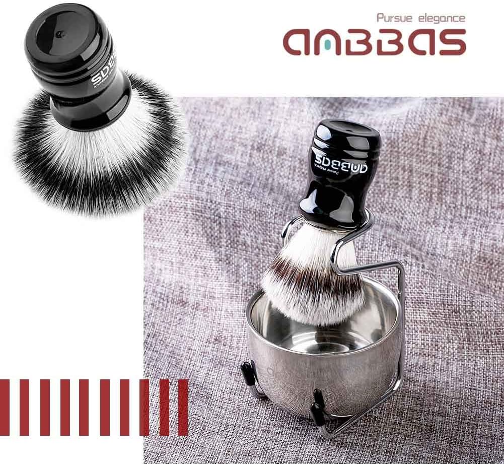 Anbbas Synthetic Badger Shaving Brush,3in1 Kit with Stainless Steel Shaving Stand and Bowl for Men Wet Close Shave - Image 3