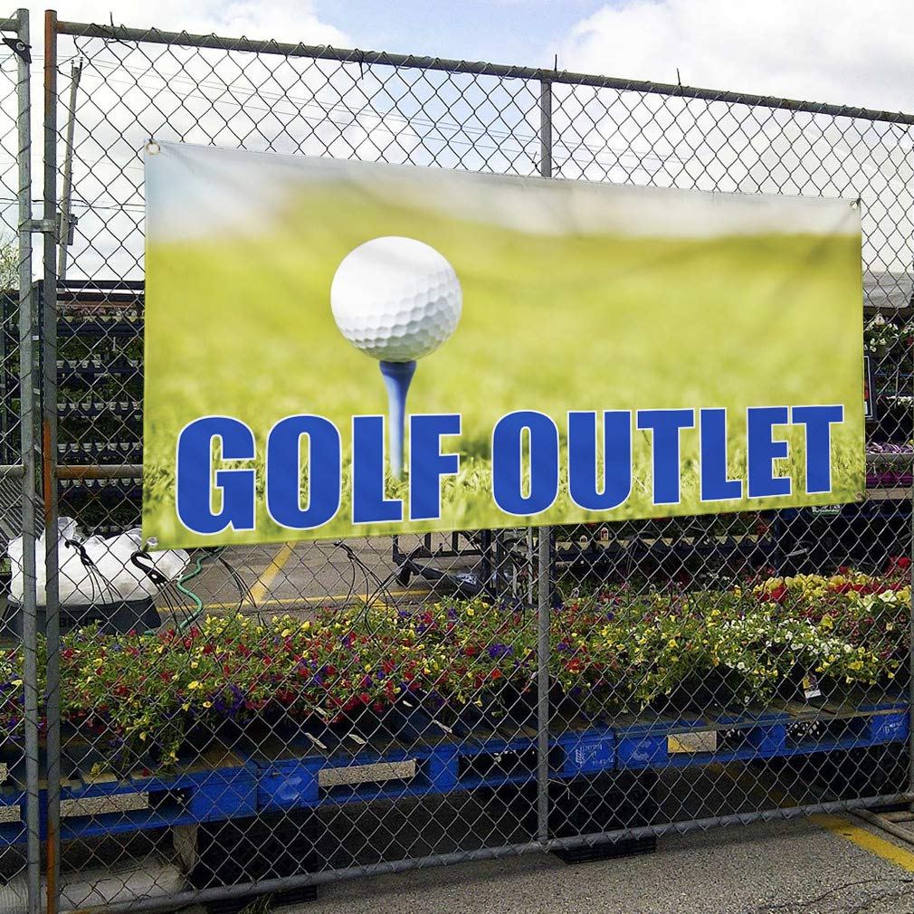 Amazon.com : Vinyl Banner Sign Golf Outlet #1 Business Golf Outlet Outdoor Marketing Advertising Green - 60inx120in, 8 Grommets, One Banner : Office ...