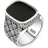 Solid 925 Sterling Silver Onyx Braided Luxury Ring for men