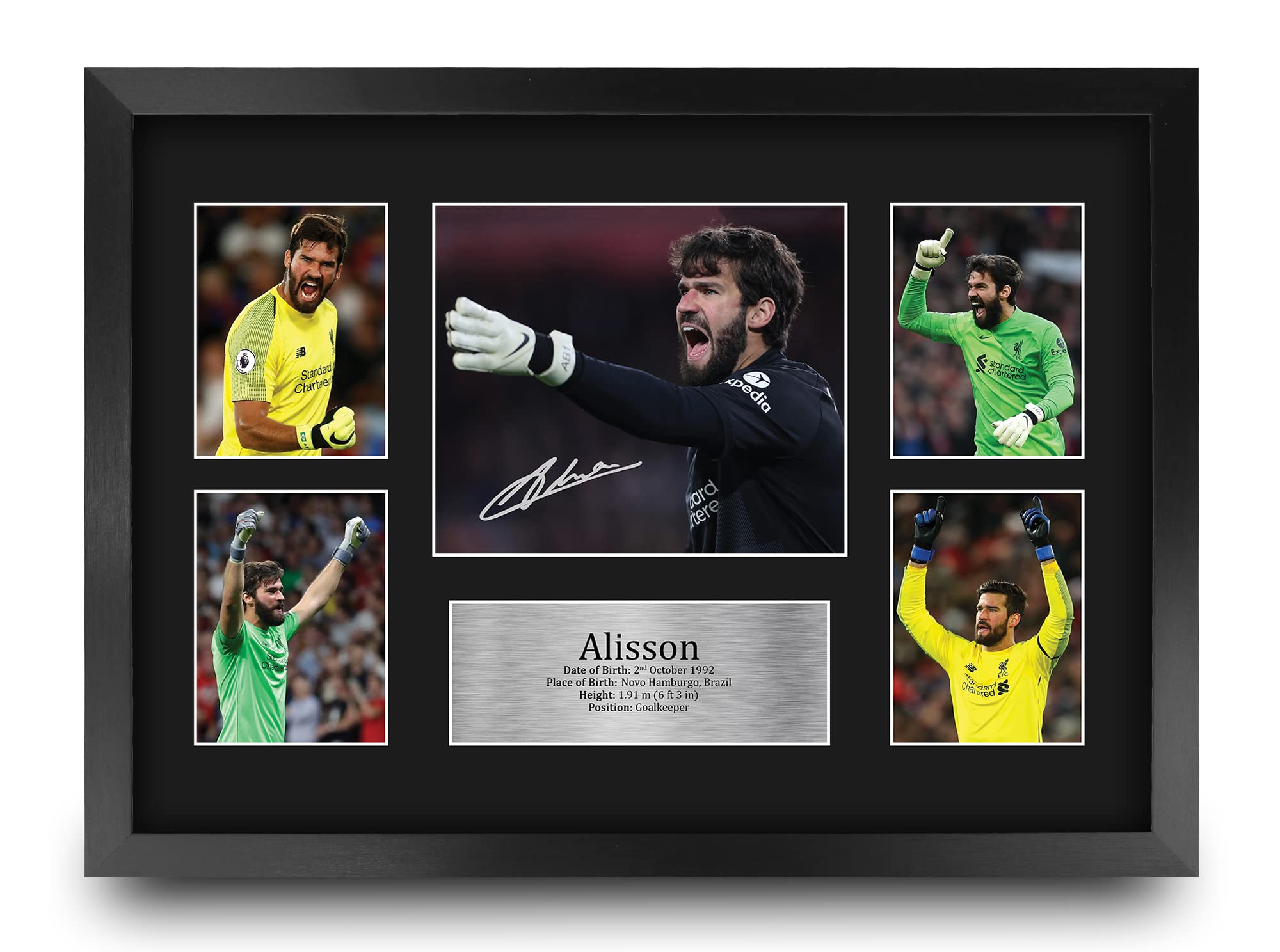 HWC Trading FR A3 Alisson Becker Liverpool Printed Memorabilia Signed Autograph Photograph Display for Football Fans and Supporters - A3 Framed
