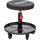 Sunex Tools 20.5&rdquo; Adjustable Height Shop Seat with 1" Deep Tool Tray (Black/Red)