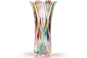 YUCCASLY Glass Colorful Vase,Glass Flower Vase Decor for Home Dining Table Living Room,Office Wedding Holiday Party,Handmade Pattern(Phoenix Tail Style)