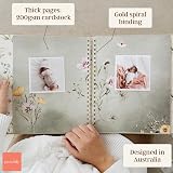 Peachly Fleur Baby Book Minimalist Memory Book Linen Cover Keepsake view 6