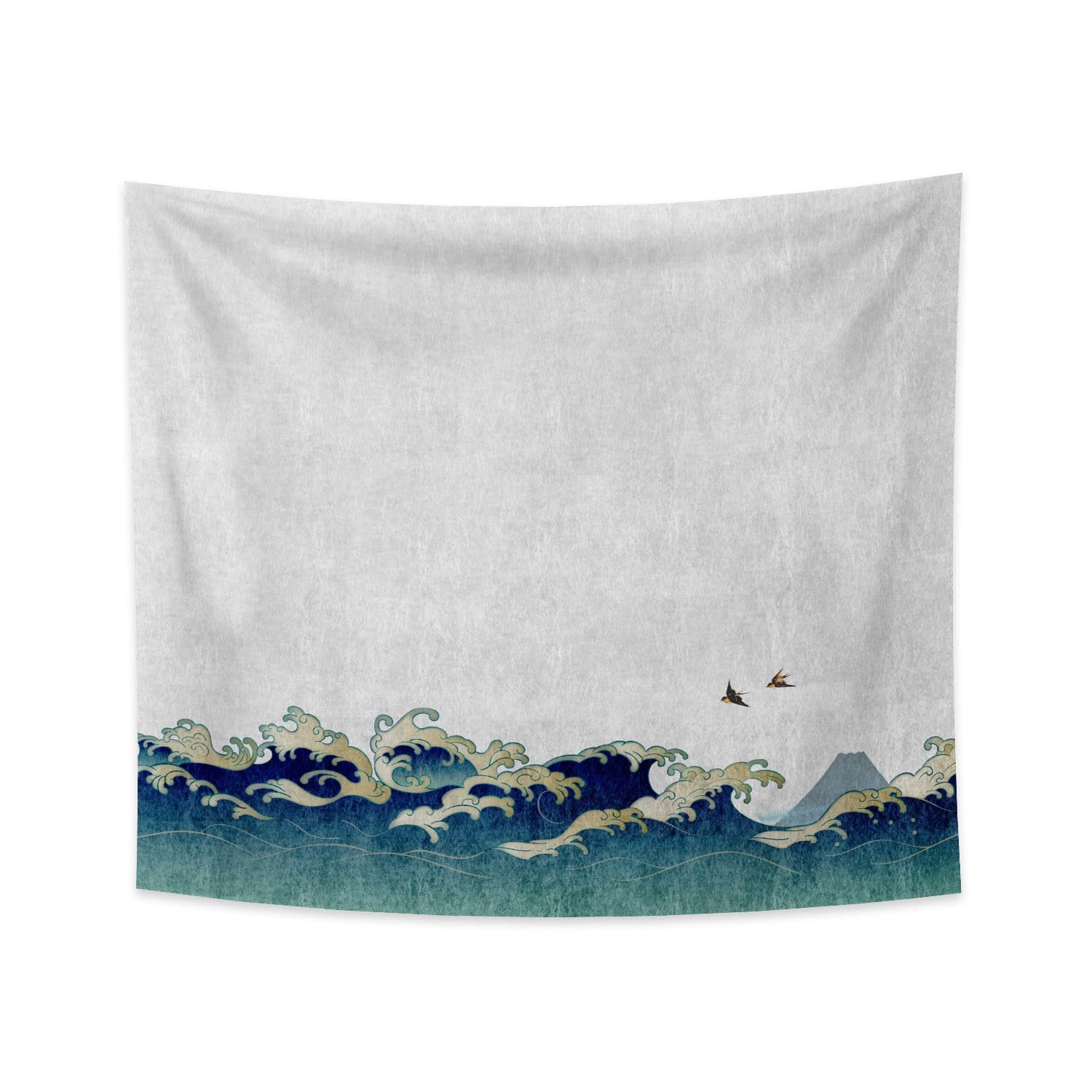 YONGFOTO 180x160cm Japanese Ukiyo-E Tapestry, Great Wave Wall Hanging Hill Birds Polyester Fiber Tapestry for Porch Hangings Decor Living Room Dorm Bed Cover Wall Art