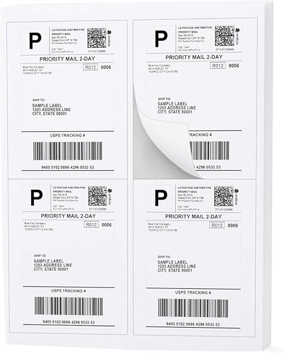 Buhbo 4UP Address Shipping Label 4" x 5" Sticker Labels