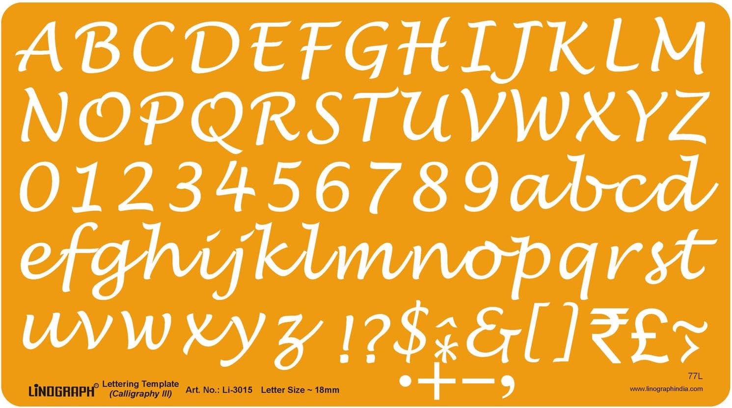 Linograph Lettering Template Calligraphy- III Letter Drawing Drafting Stencil 18 mm