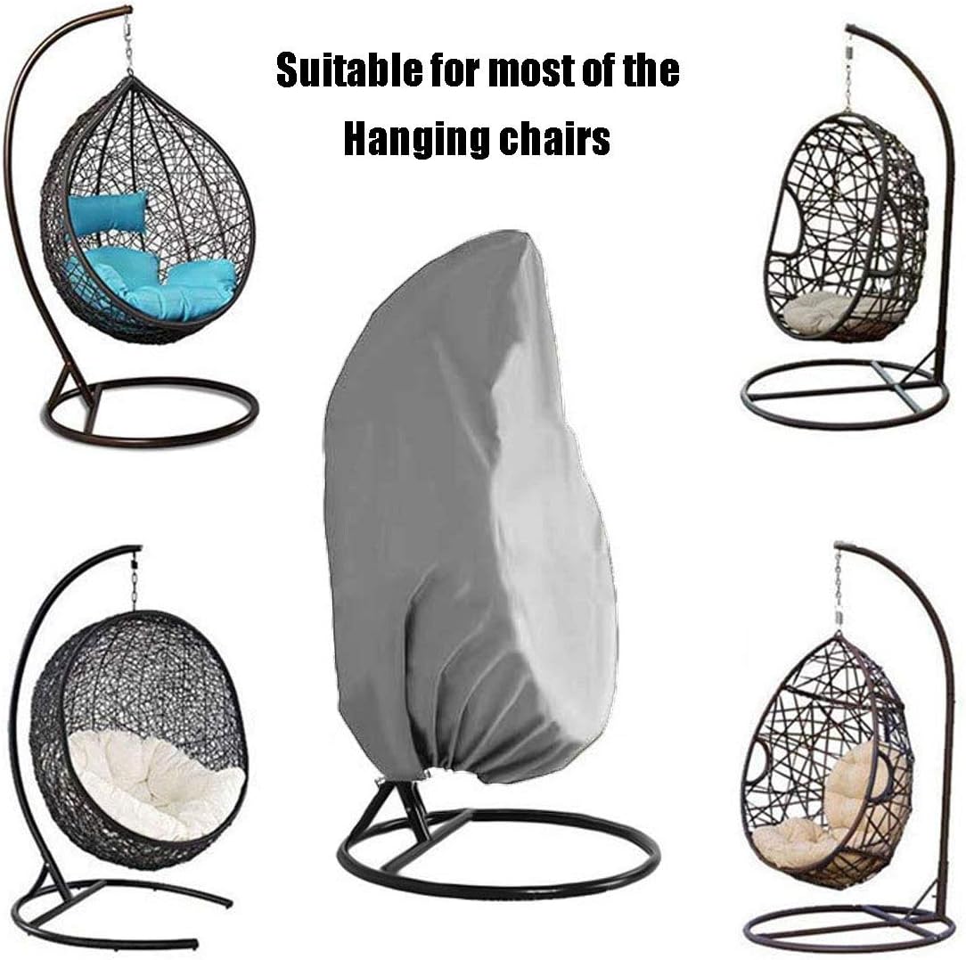 Xinyanmy Patio Hanging Chair Cover Waterproof 210D Oxford Fabric with PVC Lining Swing Chair Cover Veranda Patio Egg Chair Cover with Storage Bag 190x115CM - Image 3