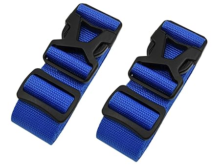 Riemot Koffergurt Kofferband Gepäckgurt Kreuz Koffer Gurte Riemen Verstellbar & Rutschfest 2 Stück Blau