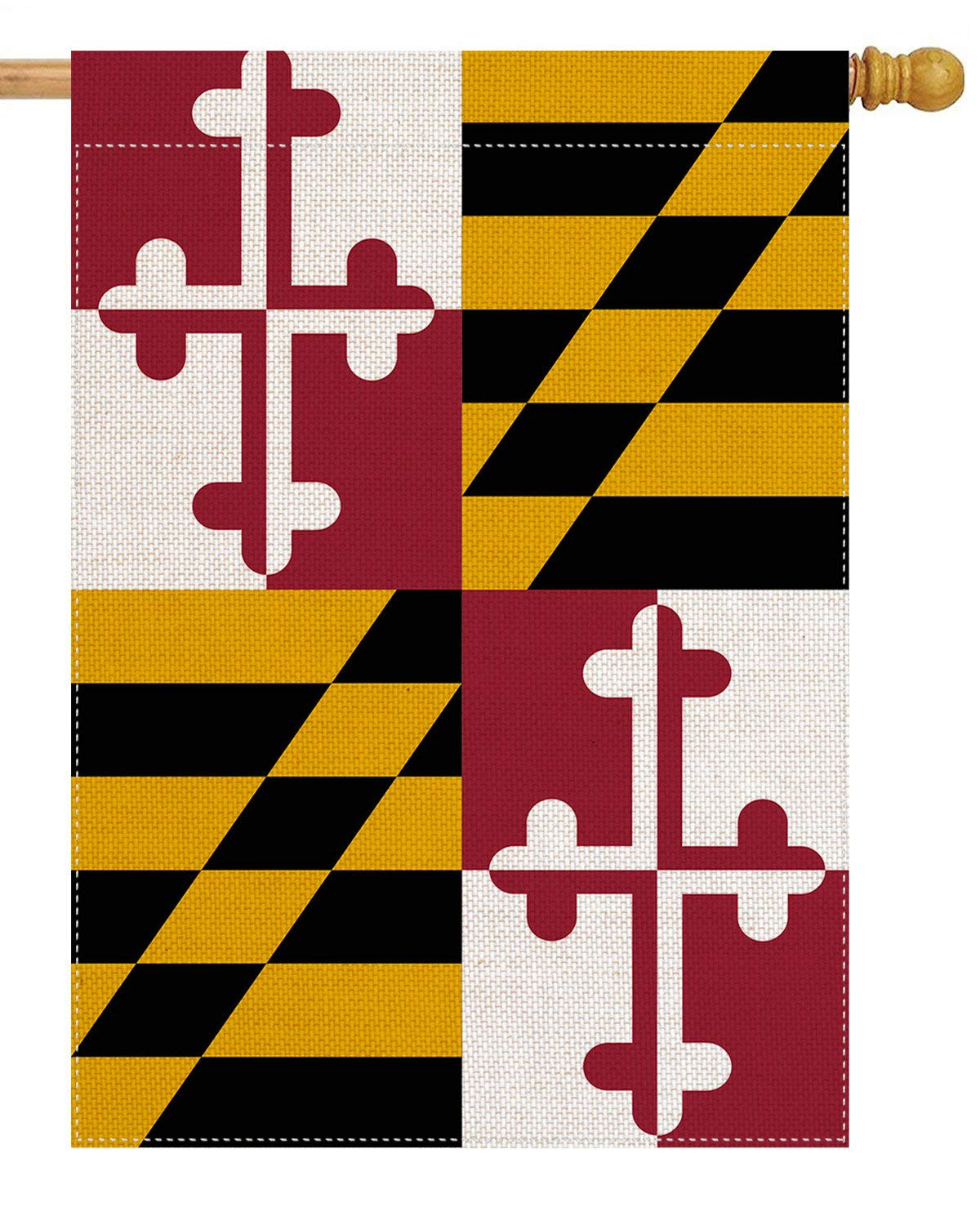 pingpi Maryland State 28 x 40 House Flag Double Sided, Maryland State Burlap Garden Yard Decoration, Red White Yellow Black Outdoor Decor Decorative Large Flag