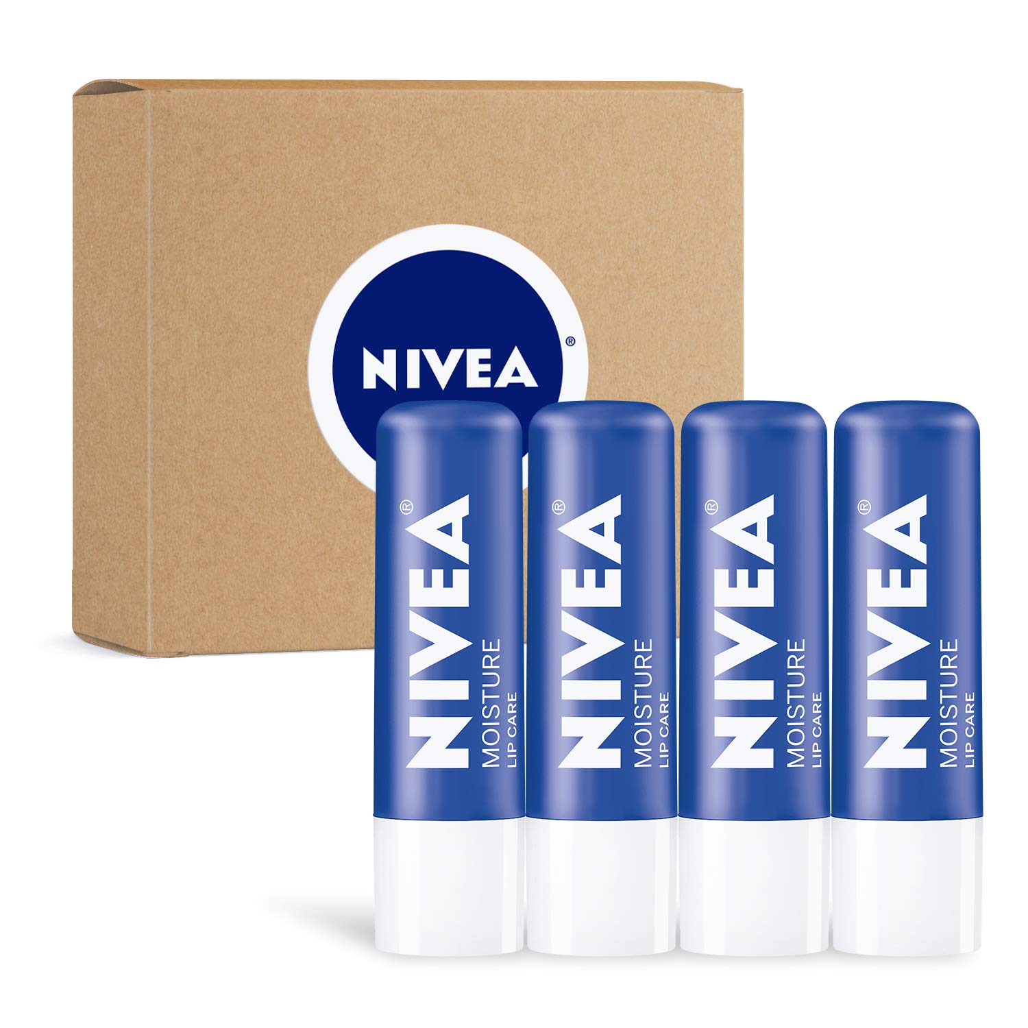NIVEA Moisture Lip Care, Unisex Intensively Moisturizing Balm, 0.17 oz, Pack Of 4 : Beauty