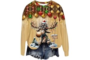 Ugly Christmas Sweaters for Women Plus Size Tops for Women Long Sleeve Shirt Xmas Graphic Sweatshirt Womens Clothing