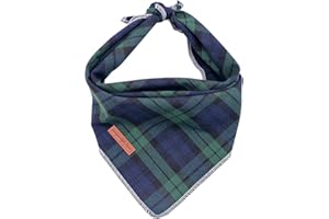 Unique Style Paws Dog Christmas Bandanas 1PC Washable Cotton Triangle Green Plaid Dog Scarfs for Small Medium Large Dogs and Cats