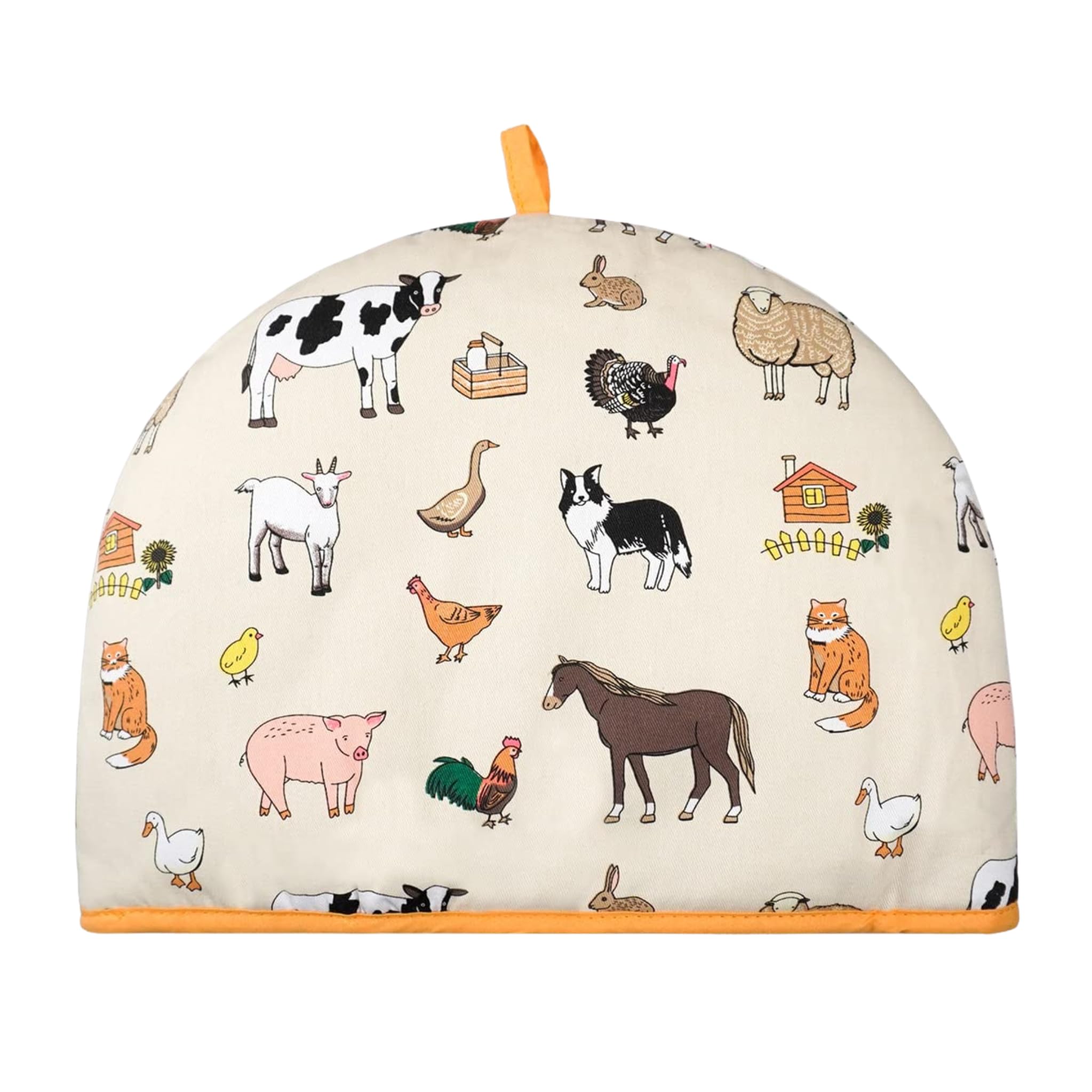 SiXsigma Sports Tea Cosy For Insulated Teapot Warmer (35x27x3cm) - Quick Dry Cotton Small, Medium, Large Teapot Funny and Trendy Design - Ideal For Women (Farm Animals)