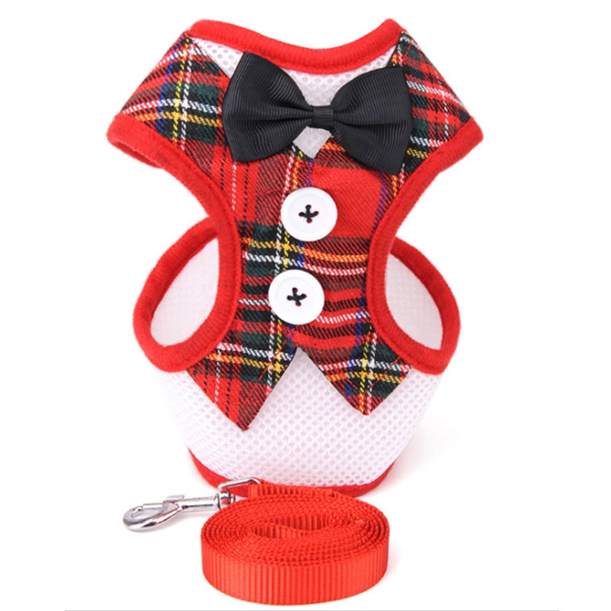 PETCUTE Dog tuxedo outfit Dog Harness with Leash Adjustable Dog Harness Dog Suit with Bowtie Christmas Halloween outfit for dog