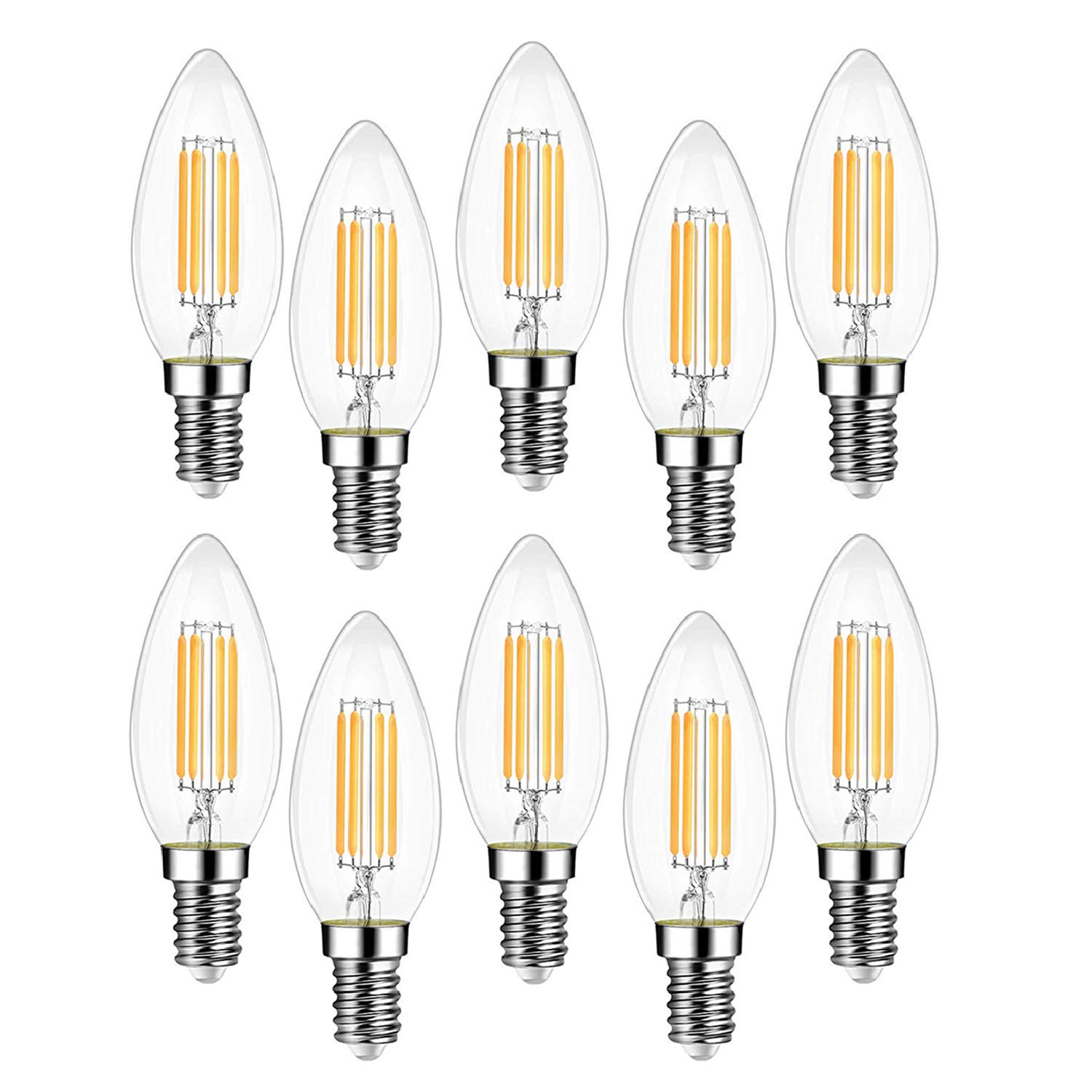 EXTRASTAR LED Filament E14, 4W Equivalent to 40W, Warm Light, C35 Vintage Style, Non-Dimmable, Pack of 10